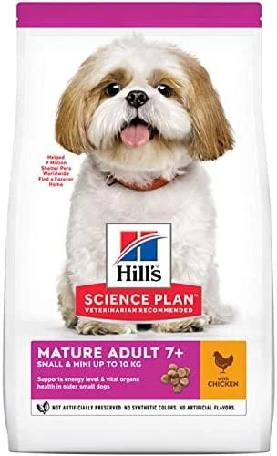 Hill's Dog Science Plan Mature Adult 7+ Small & Miniature vištiena & kalakutiena sausas Maistas šunims 1,5kg