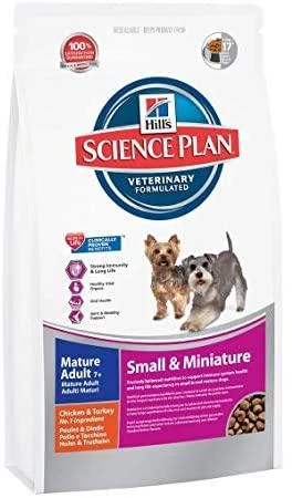 Hill's Dog Science Plan Mature Adult 7+ Small & Miniature vištiena & kalakutiena sausas Maistas šunims 1,5kg