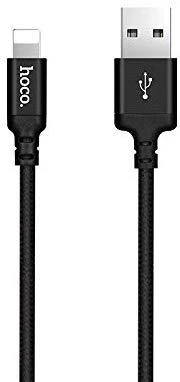 USB A tipo į „Lightning“ tipo laidas Hoco 2A, 2 m x 14, juodas