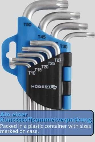 Hogert 9 dalių "Torx" raktų rinkinys, CrV plienas