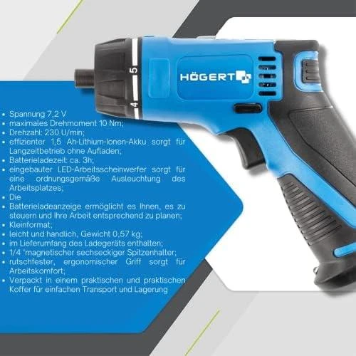 Akumuliatorinis suktuvas Hogert HT2E212; 7,2 V; 1x1,5 Ah akum.