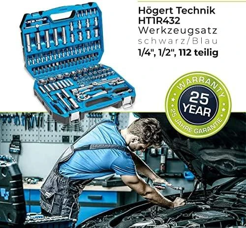 Įrankių komplektas Hogert HT1R432; 1/4''; 1/2''; 112 vnt.