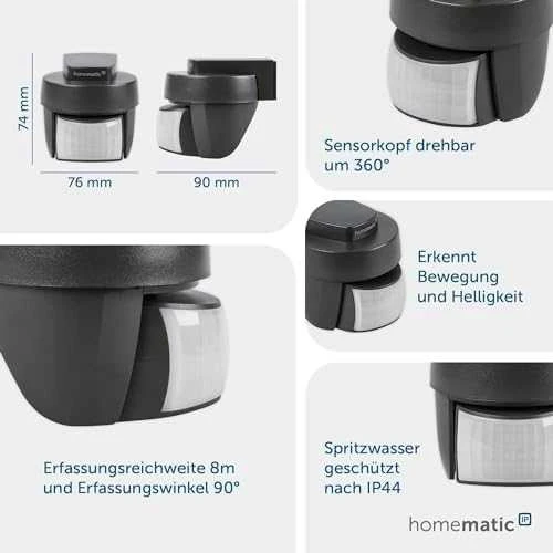 HomeMatic IP Homematic IP Bewegungsmelder + Dämmerungs. - außen, antrazitas
