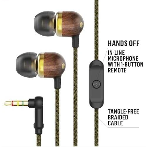 Ausinės Marley | Earbuds | Smile Jamaica | su laidu | į ausis įkišamos | Mikrofonas | Brass