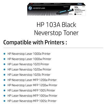 Hewlett Packard (HP) „HP 103A“ juodo rašalo papildymo rinkinys, skirtas „HP Neverstop lazerinis 1200“, „Neverstop lazerinis 1000“ serijoms