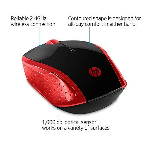 Hewlett Packard (HP) HP 200 Belaidė pelė - Empress Raudona