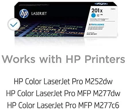 „Hewlett Packard“ (HP) HP 201X didelio našumo žalsvai mėlyna originali „LaserJet“ dažų kasetė, 2 300 puslapių