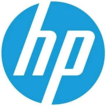 HP logotipas mėlyname apskritime