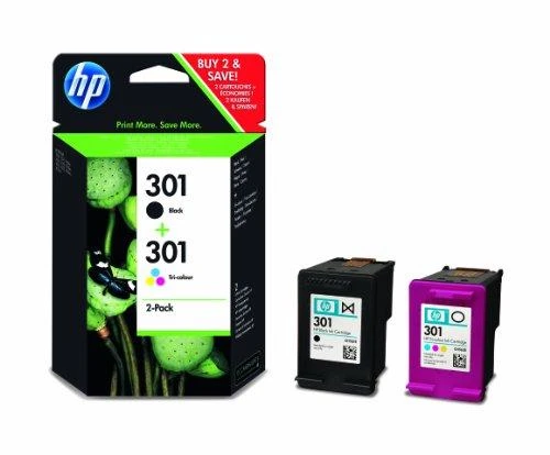Hewlett Packard (HP) HP 301 2 juodų/trijų spalvų rašalo kasečių pakuotė, 190/165 puslapių, skirtos Deskjet 1510, 3055A, Officejet 2622