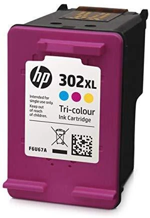 „Hewlett Packard“ (HP) HP trijų spalvų originali rašalo kasetė HP 302XL rašalas, žydra, rausvai raudona, geltona