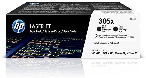 „Hewlett Packard“ (HP) HP 305X 2 didelės talpos juodos originalios „LaserJet“ tonerio kasetės (4000 puslapių viena kasetė)