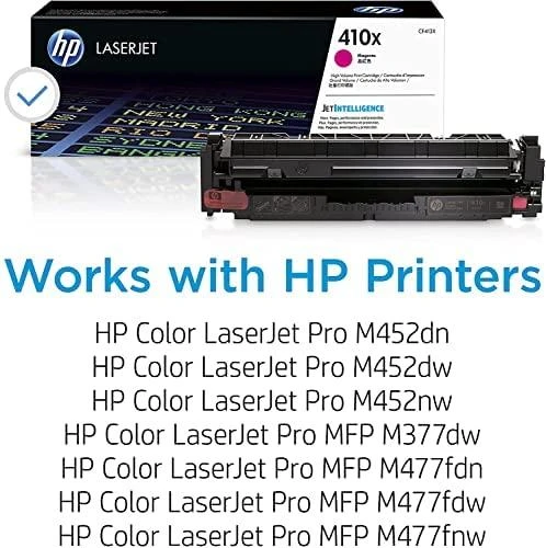 Hewlett Packard (HP) HP 410X didelės našumo purpurinė originali LaserJet dažų kasetė (5 000 puslapių)