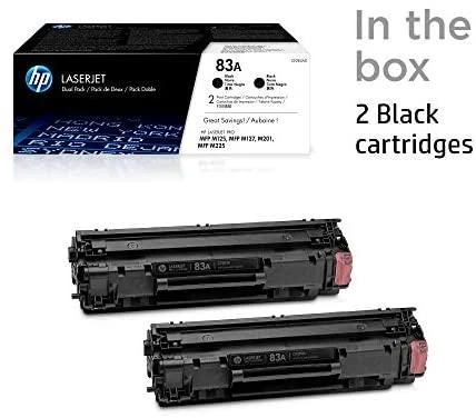Hewlett Packard (HP) HP 83A 2-pack juodas dažų kasetė, skirta LaserJet M201, M125, M127, M225 (1 500 puslapių)