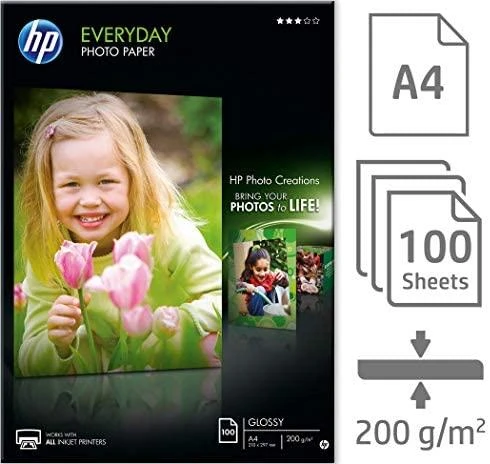 Hewlett Packard (HP) HP kasdienis fotopopierius A4 blizgus 100 lapų (200 g/m2)