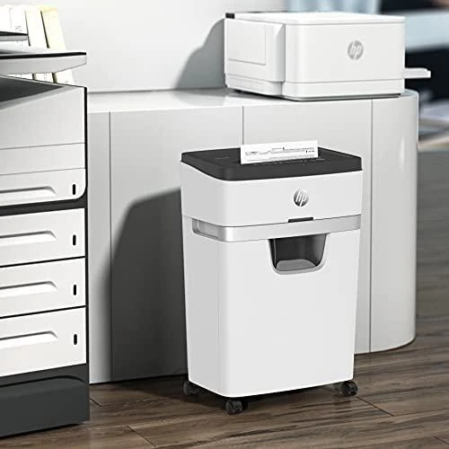 Hewlett Packard (HP) HP ONESHRED 12MC dokumentų smulkintuvas, mikropjovimas, P-5, 12 kortelių, 25l, šviesiai pilkas