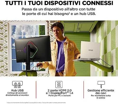 Hewlett Packard (HP) HP Žaidimų Monitorius - OMEN 27s 27" FHD 240Hz 1ms G-SYNC FreeSync Nuimamas Stovas