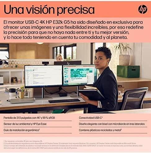 Monitorius HP E32k G5 4K, 31.5", 3x USB 3.0, garsiakalbiai, RJ-45 LAN