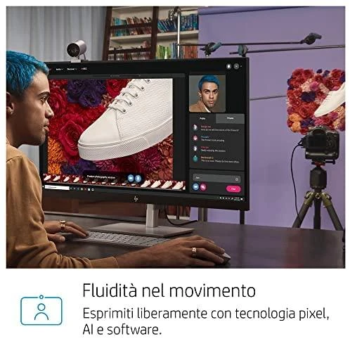 Hewlett Packard (HP) HP 950 4K UHD žiniatinklio kamera / USB / privatumas / automatinis fokusavimas, AI automatinis kadravimas / mikrofonas / Sidabrinis / 1 metai