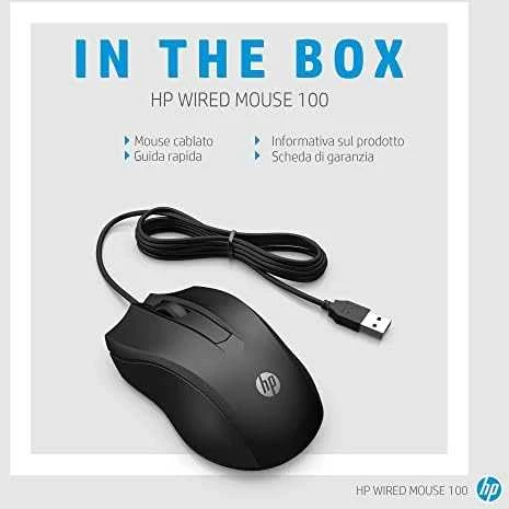 Hewlett Packard (HP) HP 100 USB Pelė su laidu - Juodas