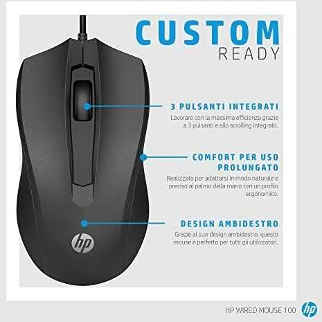 Hewlett Packard (HP) HP 100 USB Pelė su laidu - Juodas
