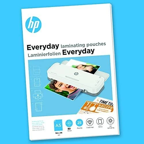 HP EVERYDAY laminuoti lapai, A5, 80 mikronų, 25 vnt., blizgūs/poliruoti