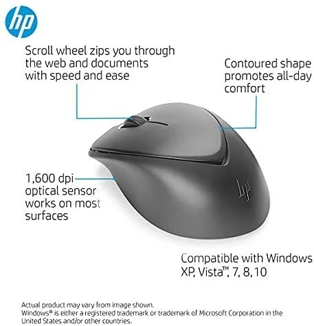 Hewlett Packard (HP) HP Wireless Premium Comfort Pelė, Fingerprint resistant - Juodas