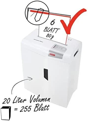 HSM 1046111 HSM Shredstar X6pro - skersinis pjūvis 2x15mm/ 6 lakštai 80g/ 20l bin/ P-5
