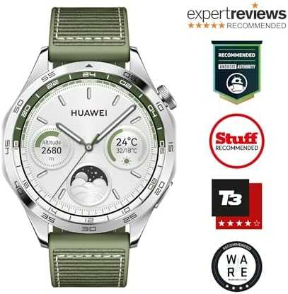 Išmanusis laikrodis Huawei Watch GT 4 Active (46 mm), Nerūdijančio plieno korpusas su austu žalios spalvos kompoziciniu dirželiu