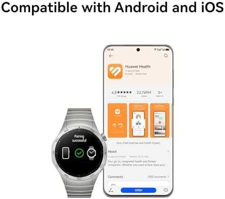 Išmanusis laikrodis Huawei Watch GT 4 Active (46 mm), Nerūdijančio plieno korpusas su austu žalios spalvos kompoziciniu dirželiu