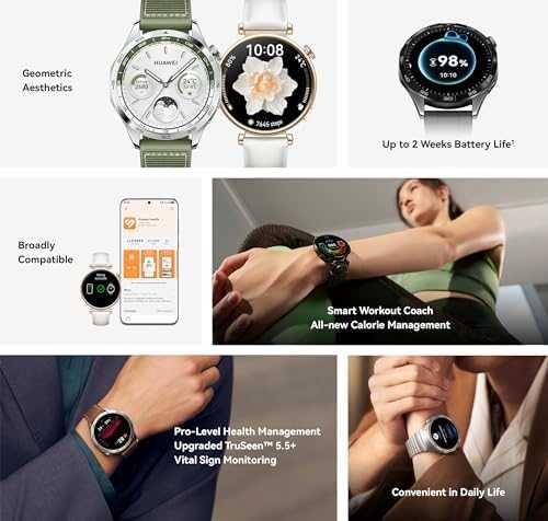 Išmanusis laikrodis Huawei Watch GT 4 Active (46 mm), Nerūdijančio plieno korpusas su austu žalios spalvos kompoziciniu dirželiu