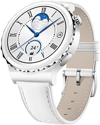 Išmanusis laikrodis Huawei Watch GT 3 Pro, Baltos spalvos korpusas su baltu odiniu dirželiu