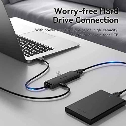 Vention USB2.0 to USB2.0 x 4 Hub su maitinimo šaltiniu Juodas 0,15m