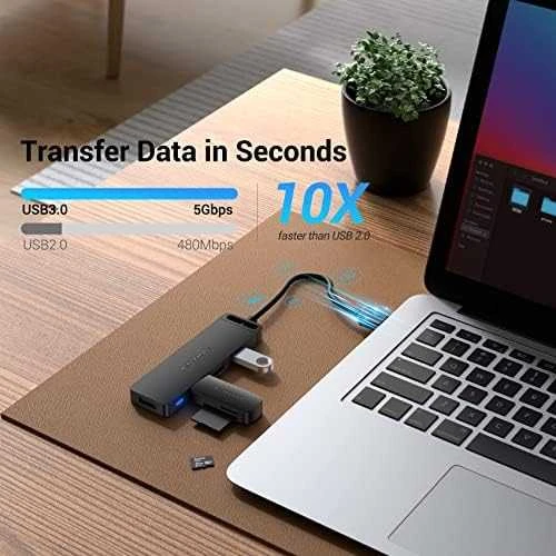 Vention USB2.0 to USB2.0 x 4 Hub su maitinimo šaltiniu Juodas 0,15m