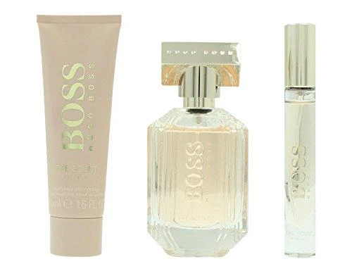 RINKINYS Boss The Scent For Her by Hugo Boss EDP 50ml, kūno losjonas 50ml ir EDP miniatiūra 7.4ml