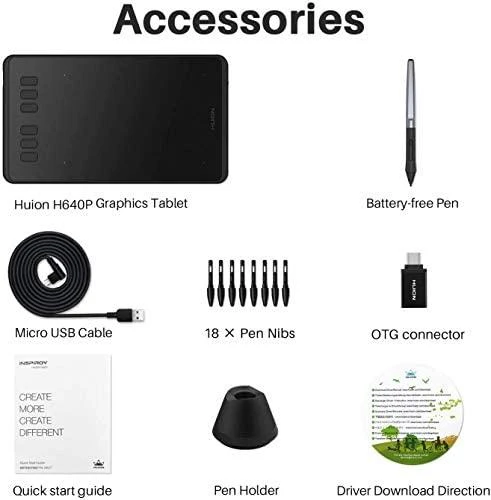 Planšetė Huion H640P graphic tablet 5080 lpi 160 x 99 mm USB Juodas