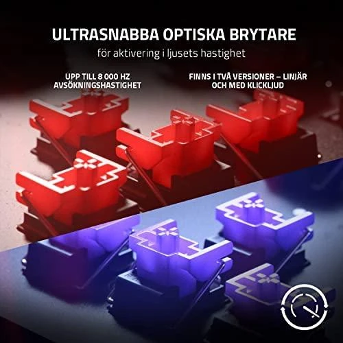 Razer Huntsman V2 Optinė Klaviatūra žaidimams RGB LED pašvietimas, Nordic išdėstymas, Clicky Purple Switch
