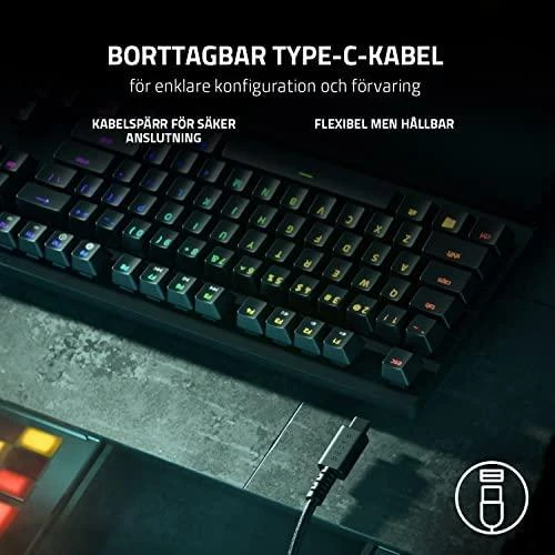 Razer Huntsman V2 Tenkeyless, Optinė Klaviatūra žaidimams, RGB LED pašvietimas, Nordic išdėstymas, Linear Red Switch