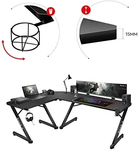 Kampinis žaidimų stalas Huzaro Hero 7.0, Juodas