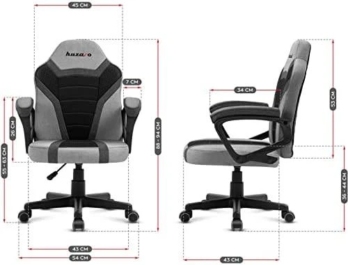Žaidimų kėdė vaikams Huzaro Ranger 1.0, Juodos/Pilkos spalvos