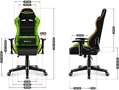 Žaidimų kėdė vaikams Huzaro Ranger 6.0, Juodos/Žalios spalvos