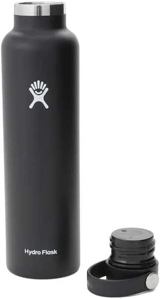 Gertuvė Hydro Flask Standard Mouth Flex šiaudelio formos vandens buteliukas, 700 ml – Juodas