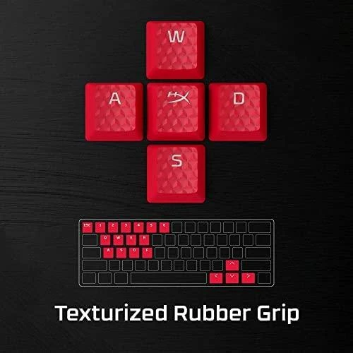 Pakaitiniai klavišai HyperX Rubber Keycaps, raudonos spalvos (US)