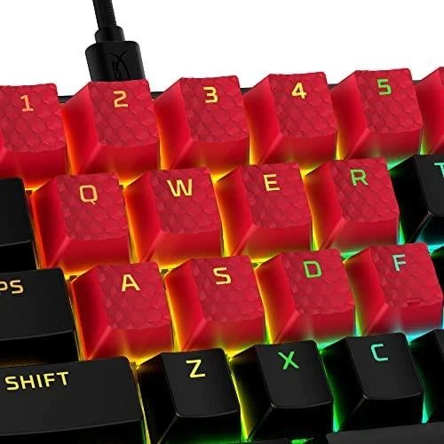 Pakaitiniai klavišai HyperX Rubber Keycaps, raudonos spalvos (US)