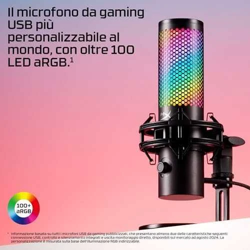HyperX QuadCast 2 S kondensatorinis žaidimų mikrofonas | Juodas