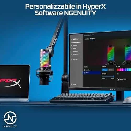 HyperX QuadCast 2 S kondensatorinis žaidimų mikrofonas | Juodas