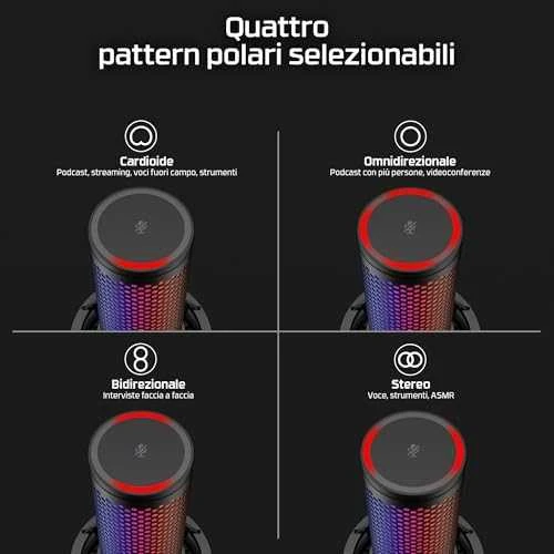 HyperX QuadCast 2 S kondensatorinis žaidimų mikrofonas | Juodas