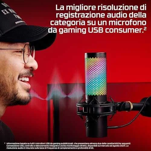 HyperX QuadCast 2 S kondensatorinis žaidimų mikrofonas | Juodas