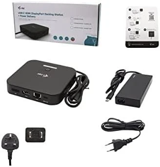 I-TEC USB-C Dual Ekranas MST DS 1x DP 1x HDMI 1x GLAN 3x USB 3.0 2xUSB 2.0 1xUSB-C-Datei 1xGarso / mikrofono lizdas 1x65W USB-C PD + įkroviklis 77W