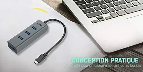I-tec Metal C31HUBMETAL403 sąsajos šakotuvas USB 3.2 Gen 1 (3.1 Gen 1) Type-C 5000 Mbit/ai Pilka