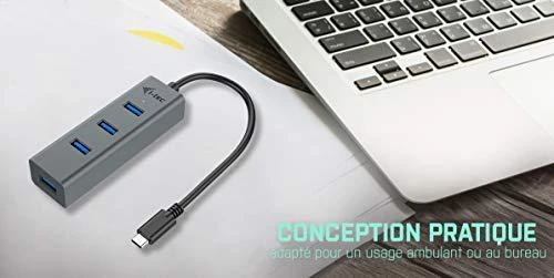 I-tec Metal C31HUBMETAL403 sąsajos šakotuvas USB 3.2 Gen 1 (3.1 Gen 1) Type-C 5000 Mbit/ai Pilka